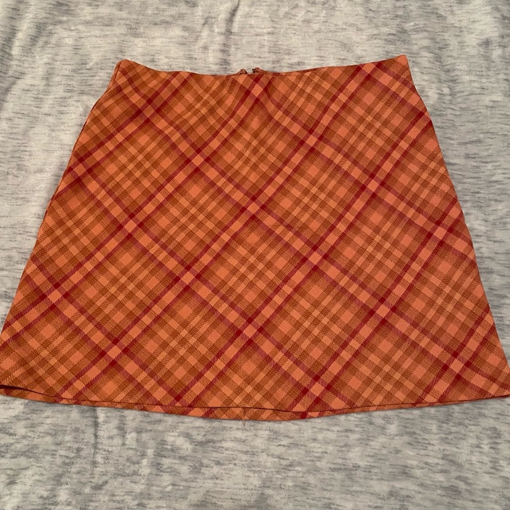 Wilfred Checkered Mini Skirt in Orange and Red